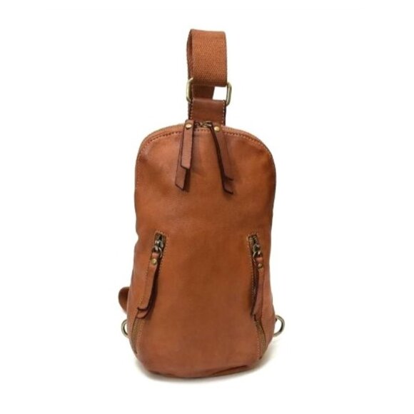 Logan Cognac Leather Sling Backpack With Adjustable Strap By Bolsa Nova Anthro - Picture 2 of 5